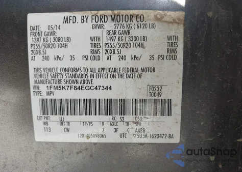 2014 Ford Explorer Limited z USA, uszkodzony, nr VIN 1FM5K7F84EGC47344